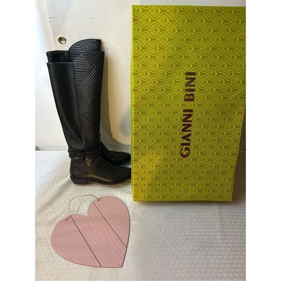 Gianni Bini Boots 6.5 wides Riding wide calf Sarinah black faux leather - Picture 1 of 6